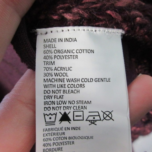 Prana Demure Cardigan Women M Purple LS Open Front Draped Knit Trim Boho 494 - Picture 4 of 13